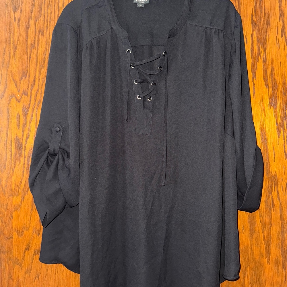 Women's Black Lace-Up Top